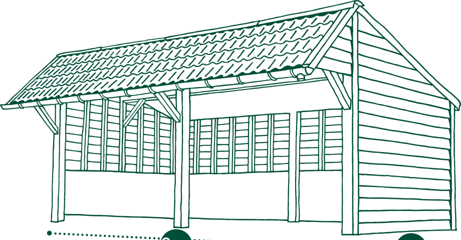 Het ontwerp van een dubbele paardenschuilstal